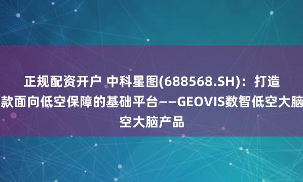 正规配资开户 中科星图(688568.SH)：打造了一款面向低空保障的基础平台——GEOVIS数智低空大脑产品