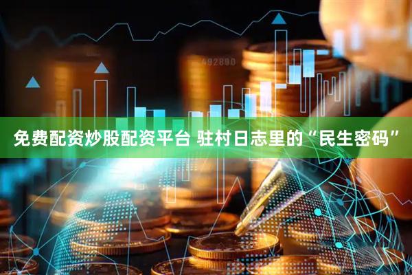免费配资炒股配资平台 驻村日志里的“民生密码”